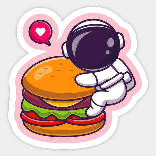 Cute Astronaut Hug Burger Cartoon Sticker